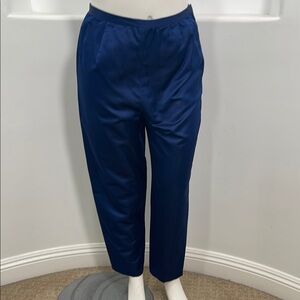 Oscar De La Renta Vintage Silk Blend  Blue Satin Pants Size 14